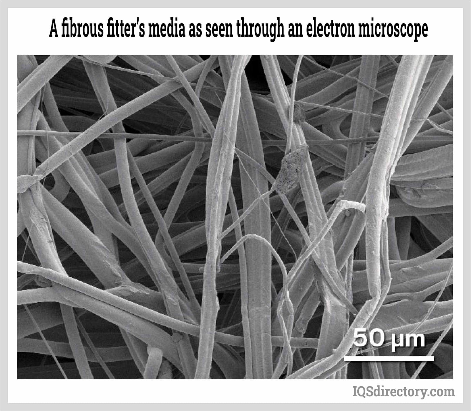 A fibrous filter's media as seen through an electron microscope