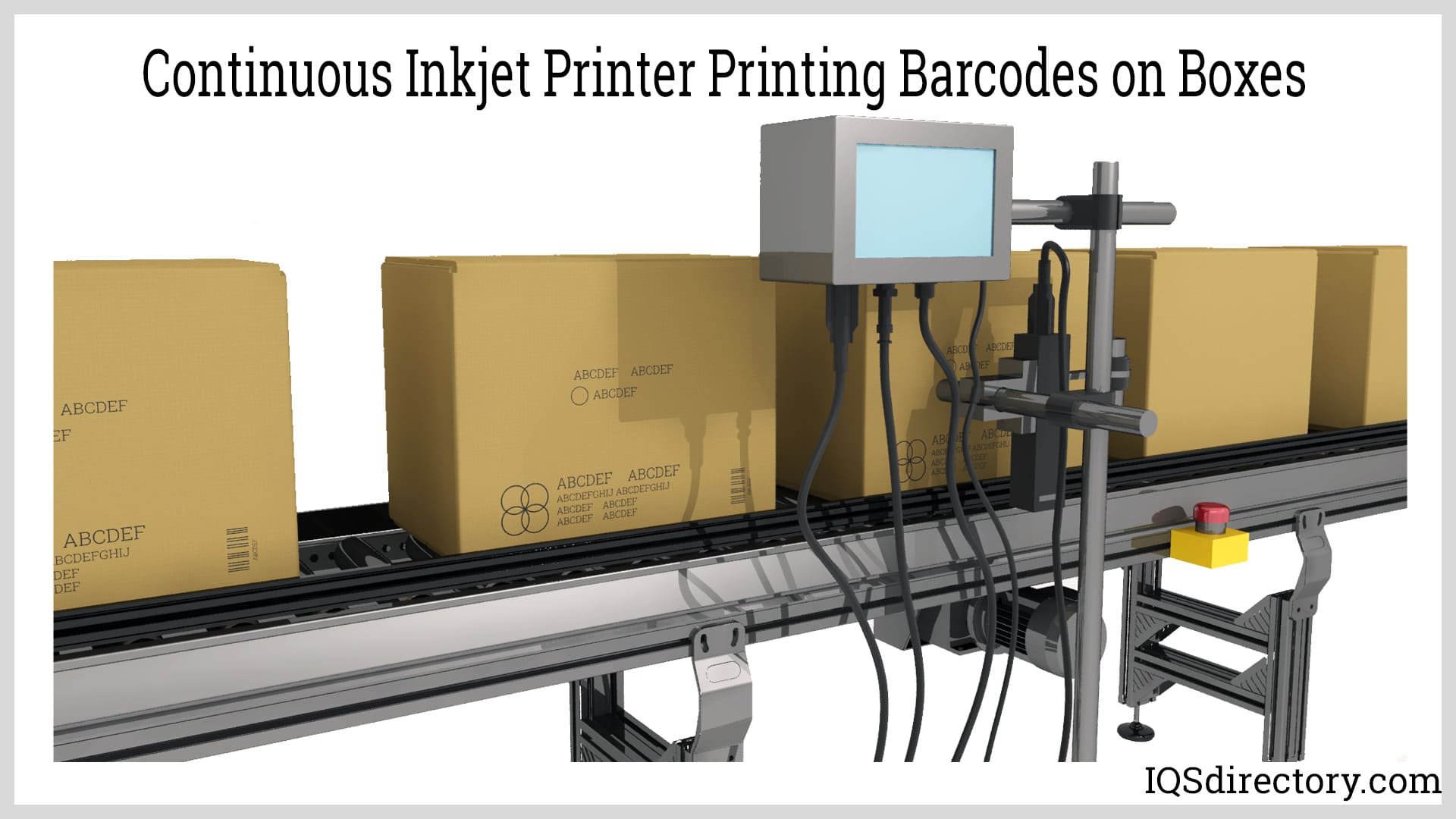 Continuous Inkjet Printer Printing Barcodes on Boxes